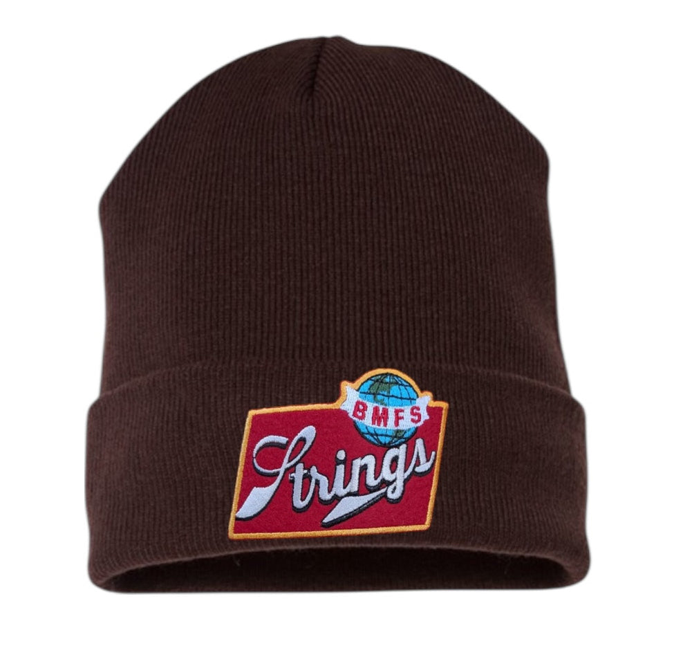 Strings + Schlitz Brown Beanie