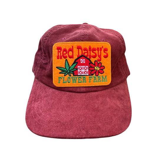 Red Daisy's Flower Corduroy Relaxed Fit Hat